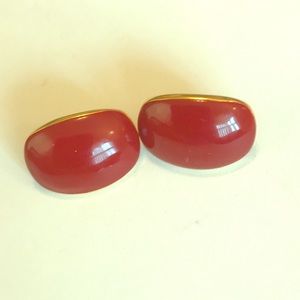 Vintage Napier Red Enamel Earrings